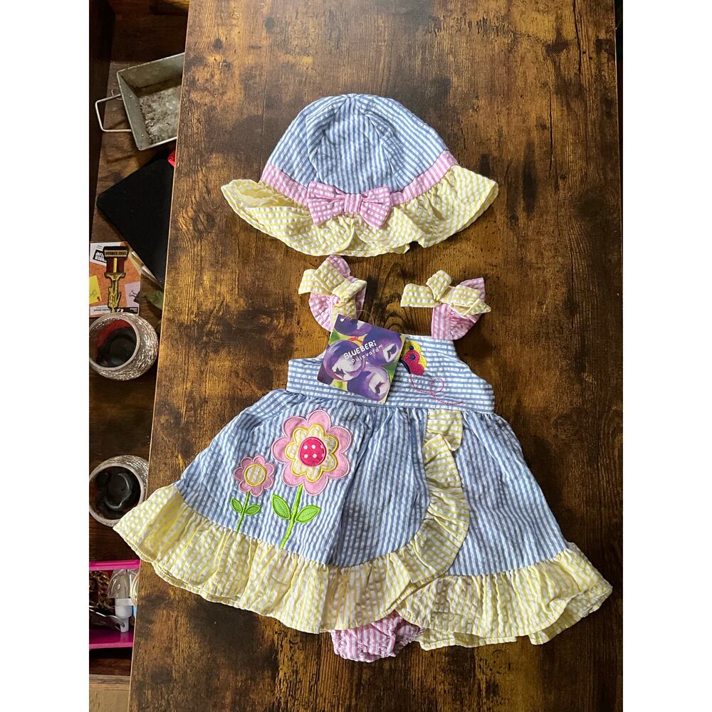 Blueberri Boulevard Blue Seersucker Outfit new w/ tags 12m